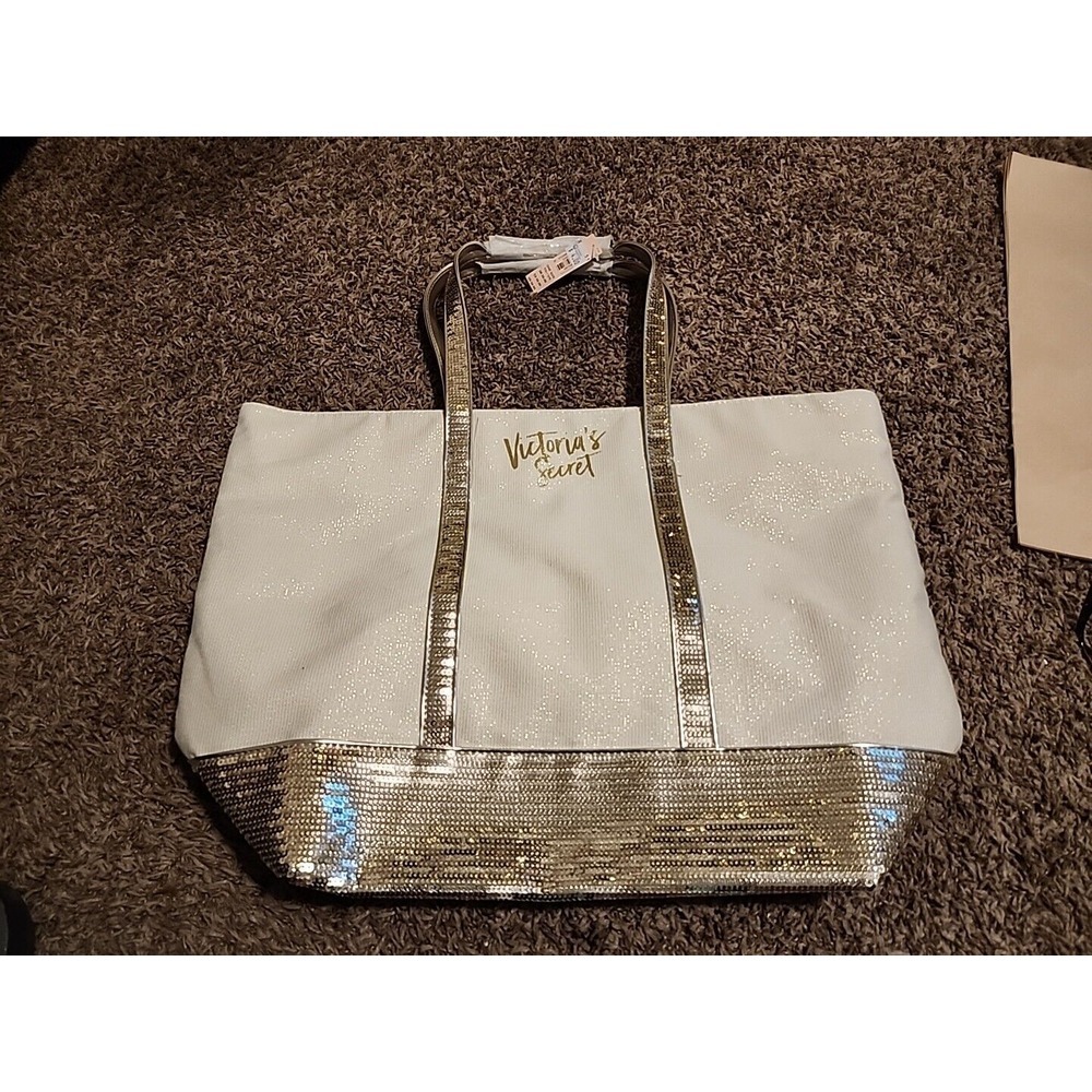 Victoria's Secret Champagne Shimmer Carry On Canvas Travel Tote Bag New With Tag